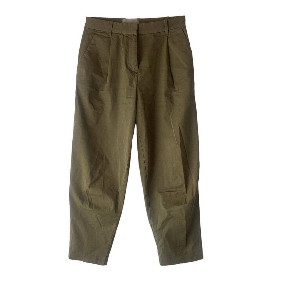 EVERLANE The Slouchy Pleated High Rise Crop Chino Pants in Covert Green Size 00